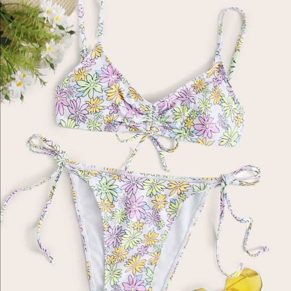 SHEIN Other - Floral side tie bikini